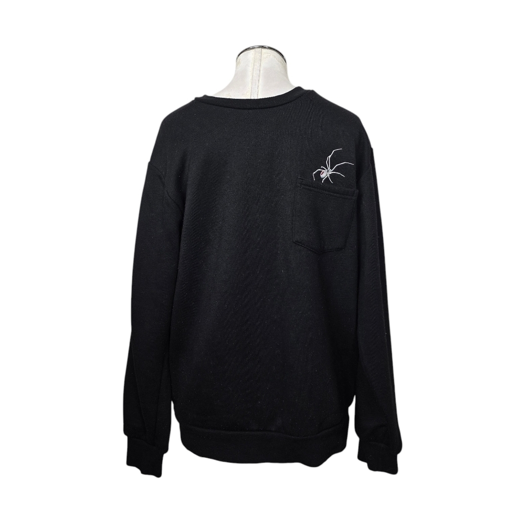Forever 21 Men Black White Spider Crewneck Sweater S